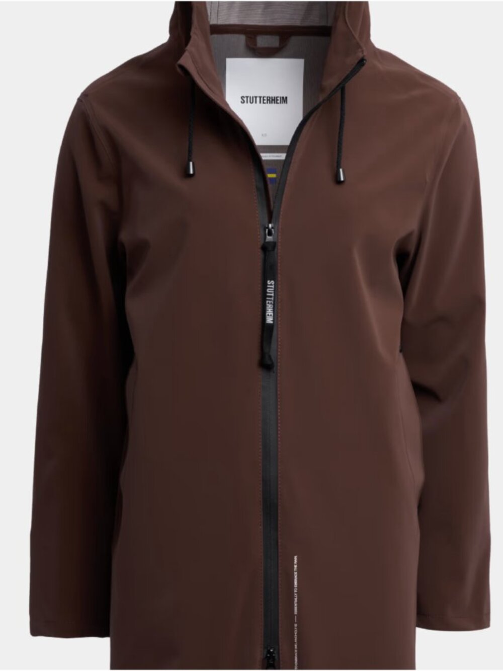 Stutterheim Stockholm Lightweight Zip Men's XS (Women's S/M) Matte Brown